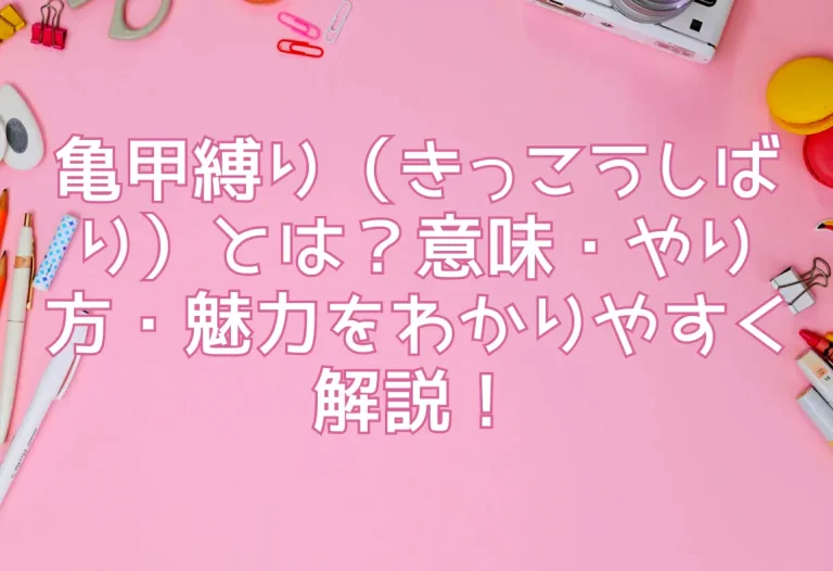 亀甲縛り（きっこうしばり）とは？意味・やり方・魅力をわかりやすく解説！