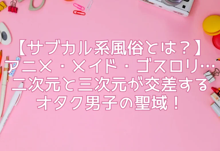 【サブカル系風俗とは？】アニメ・メイド・ゴスロリ…二次元と三次元が交差するオタク男子の聖域！