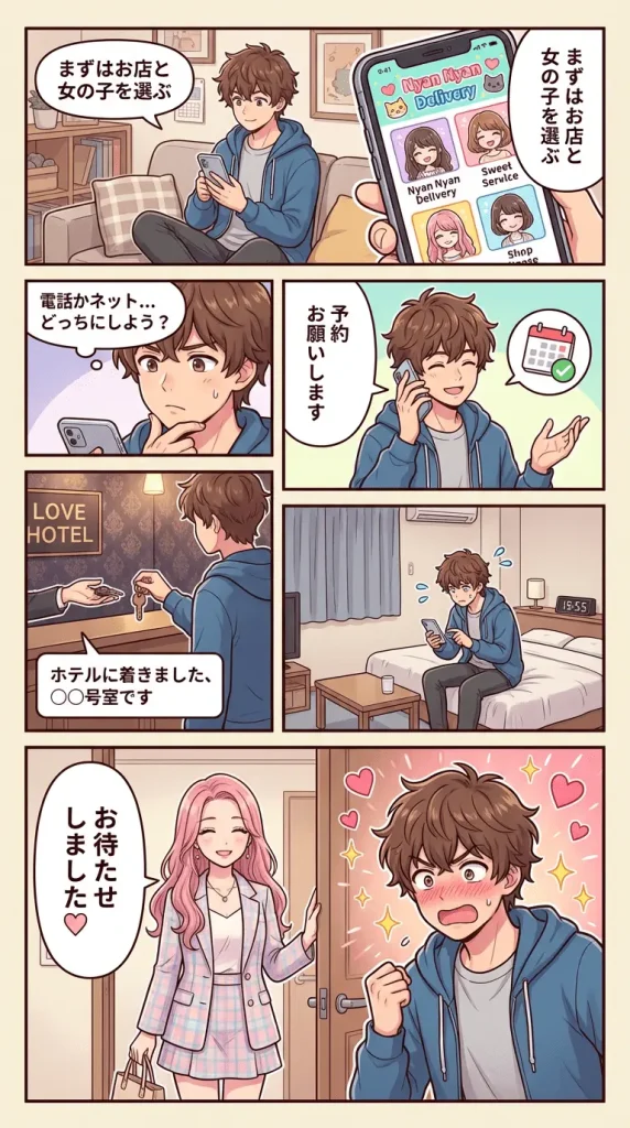 3. 【図解】デリヘル利用の流れ(4ステップ)