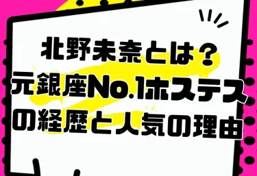 北野未奈とは?元銀座No.1ホステスの経歴と人気の理由|4メーカー専属の2026年最新情報とおすすめ作品